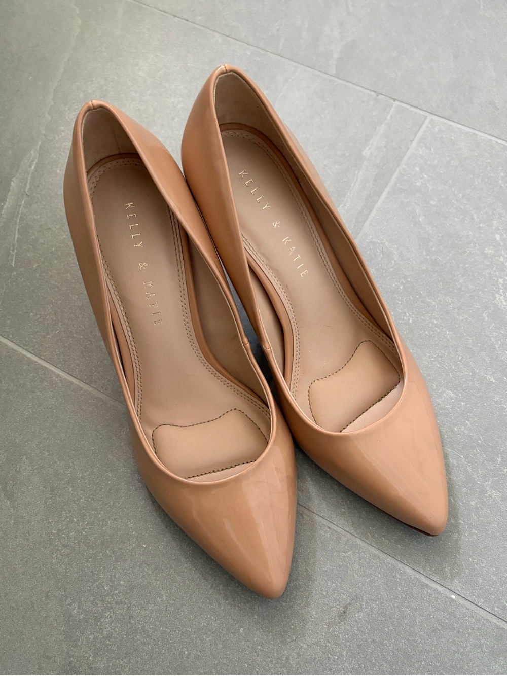 Kelly & Katie Patent Pointed-Toe Pump in Nude Tan